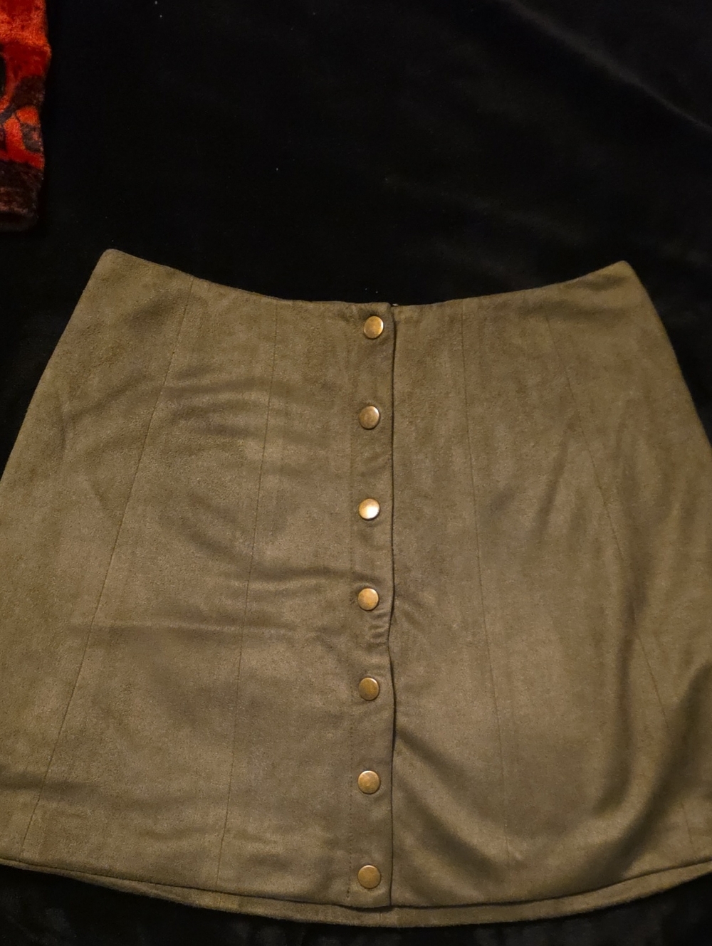 Altar'd State Button-Front Olive Green Suede Mini Skirt Size Medium